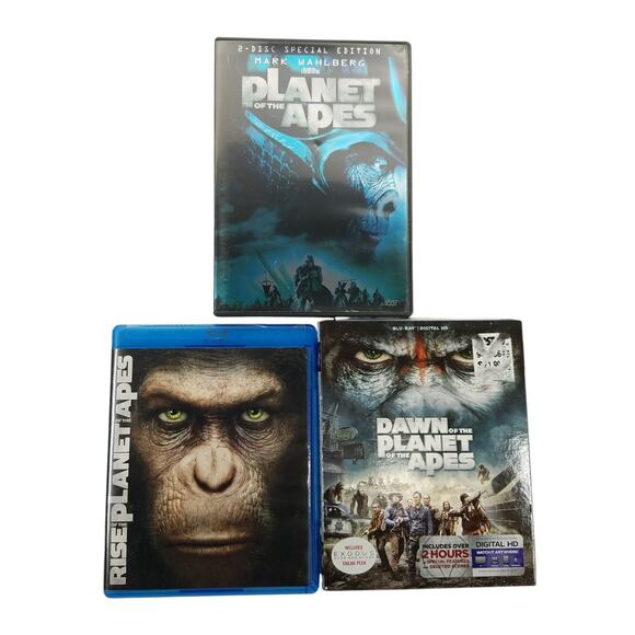 Planet Of The Apes Lot Of 3 DVD and Blu Ray Movie Mark Wahlberg James Franco - Picture 1 of 6